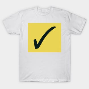 Black Check Mark On Yellow Background T-Shirt